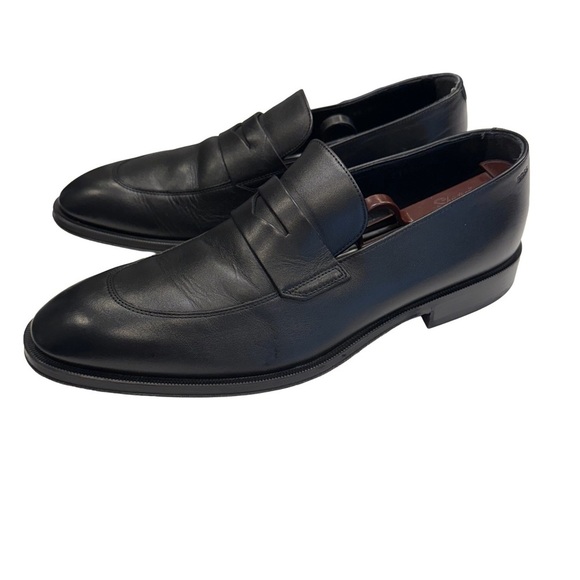 Boss Black Leather Penny Loafers main image 8
